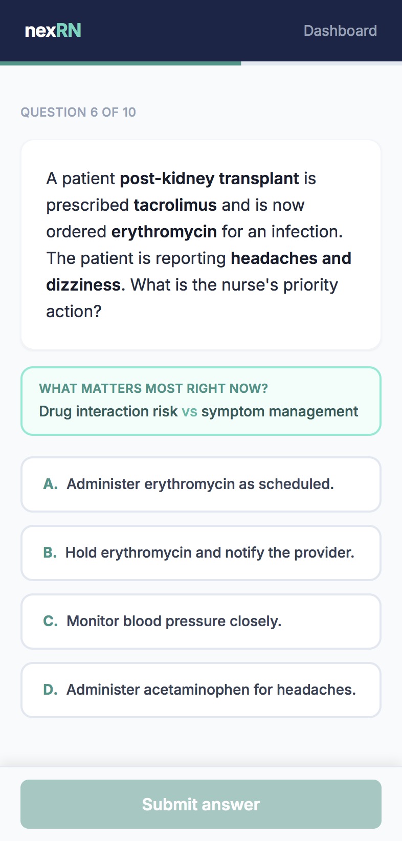nexRN practice question